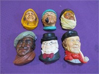 VINTAGE CHALKWARE HEADS (QTY OF 6)