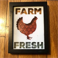 Framed Farm Fresh Rooster Art