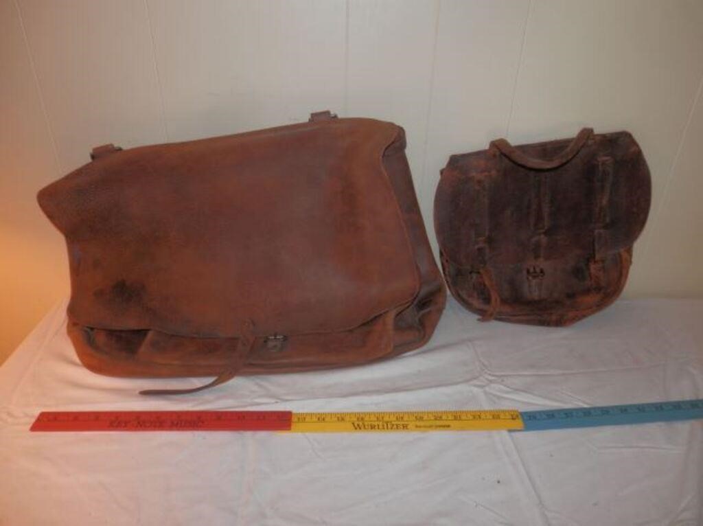 2-Antique leather US Mail pouches/carrier bags