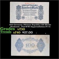 1922 Germany (Weimar Republic) 100 Marks Banknote