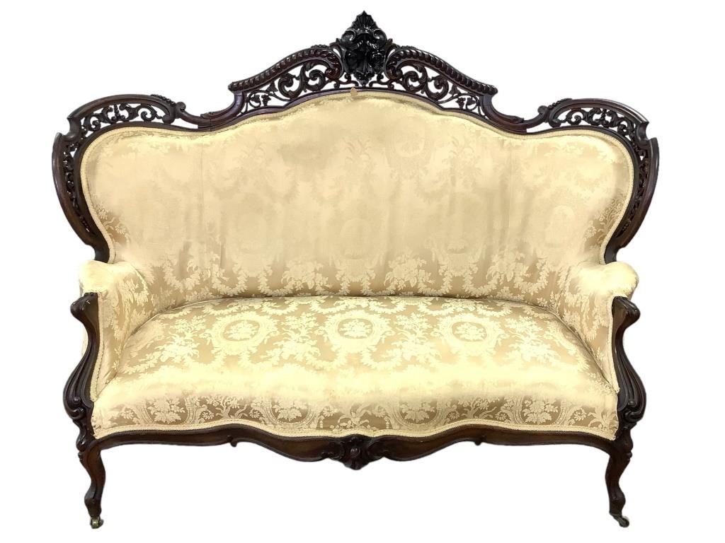 Very Nice Carved Rose Belter Style Rosewood Sofa