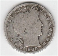 1900 90% Silver US Barber Half Dollar