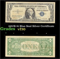 1957B $1 Blue Seal Silver Certificate Grades vf++