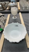 Milk class pedestal bowl and serving bowl