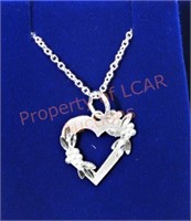 Sterling Silver Heart Shaped Diamond Cut Pendant