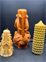 Hand carved vintage candles ribbon candles