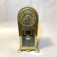 Unmarked Brass Case Key Wind Pendulum Clock