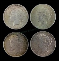 (4) 1922, 1923, 1925 Liberty Peace Dollar Coins