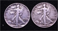 TWO WALKING HALF DOLLARS