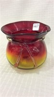 Blown Art Glass Amberina Vase