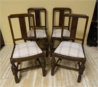 Cup and Cover Leg English Oak Chairs.