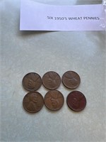 SIX 1950’s WHEAT PENNIES