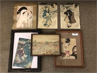 6 Japanese Wood Block Prints
