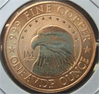 1 oz fine copper coin JM bullion