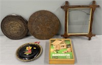 Carved Wood Plaques; Victorian Frame & Lot