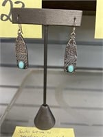 Southwestern style Sterling stamped earrings