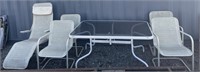 (AR) Outdoor Glass Table Set with 4 Table Chairs