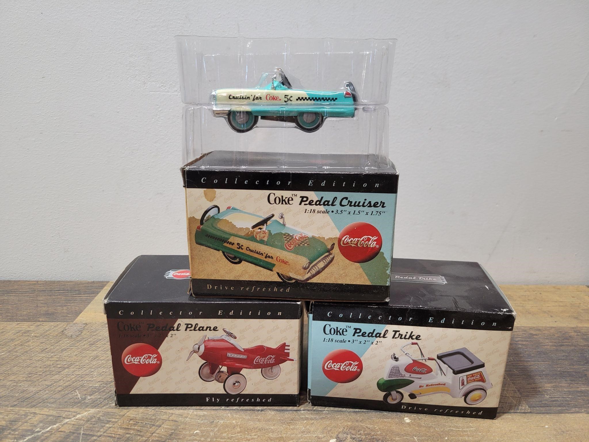 Coca-Cola Plane, Trike & Peddle Car Ornament