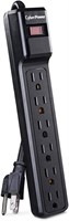 Surge Protector, 6 Outlets, 12ft Power Cord, Black