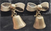 Sterling .925 Bow & Bell Screw Back Earrings