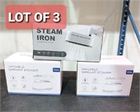 Lot of 3, Handheld mini steamer iron of various mo