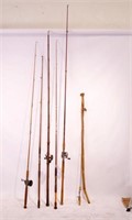 Coll. of Vintage Fishing poles some with Reels