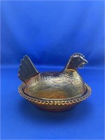 Vintage Indiana Glass 7" Hen on a Nest