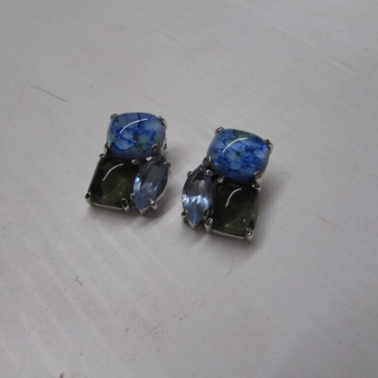 SHERMAN ART GLASS EARRINGS -SIGNED