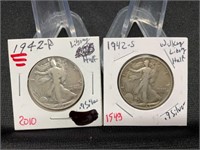 1942P & 1942S Walking Liberty Halves