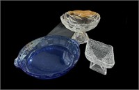 Blue Pyrex Pie Plate, Compote & Candy Dish-All