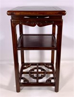 Oriental stand, 3 levels, mahogany, carved bottom