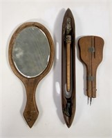 Handmade mirror, walnut, 6" x 14" / Shuttlecock,