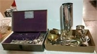 Silver Plate flatware,  case and miscellaneous