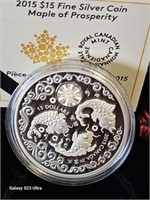 2015 $15 Fine Silver Coin Maple of Prosperity
