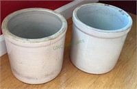 Gallon size crocks - lot of two - one is cracked.