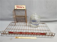 Vintage Tom's Advertising Lot Jar & Racks