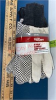 New 6 Pk Canvas Grip Gloves size Large