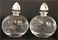 Pair of Glass Decanters with Silverplate Stoppers