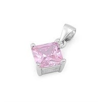 Princess Cut 2.75ct Pink Topaz Pendant