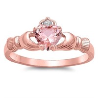 Rose Gold 1.20ct Morganite Claddagh Heart Ring