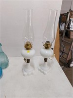 Pair of vintage milkglass lamps