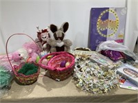 Easter decorations, baskets, lights, bunnies,