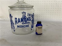 RAMON'S DISPLAY JAR AND PHILLIPS BLUE BOTTLE