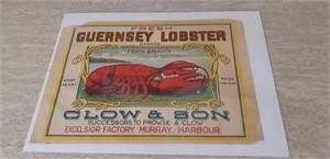 Guernsey Lobster label, c1900
