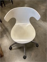 White office chair on wheels