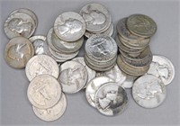 (39) Assorted Washington Silver Quarters.