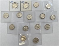 (15) Washington Silver Quarters