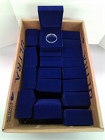 Blue velvet coin holder boxes