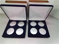 Blue velvet coin holder boxes