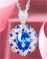 2.5ct Cornflower Blue Sapphire 18Kt Gold Pendant